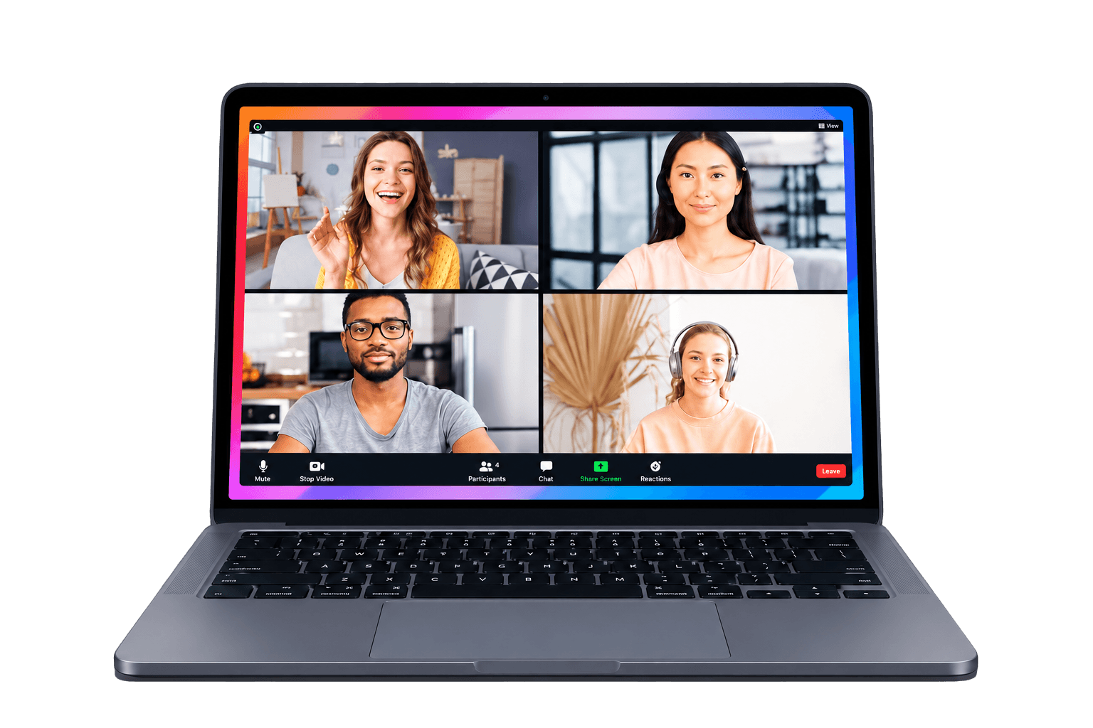 What the interviewer sees: a clean video call with no Senesly overlay